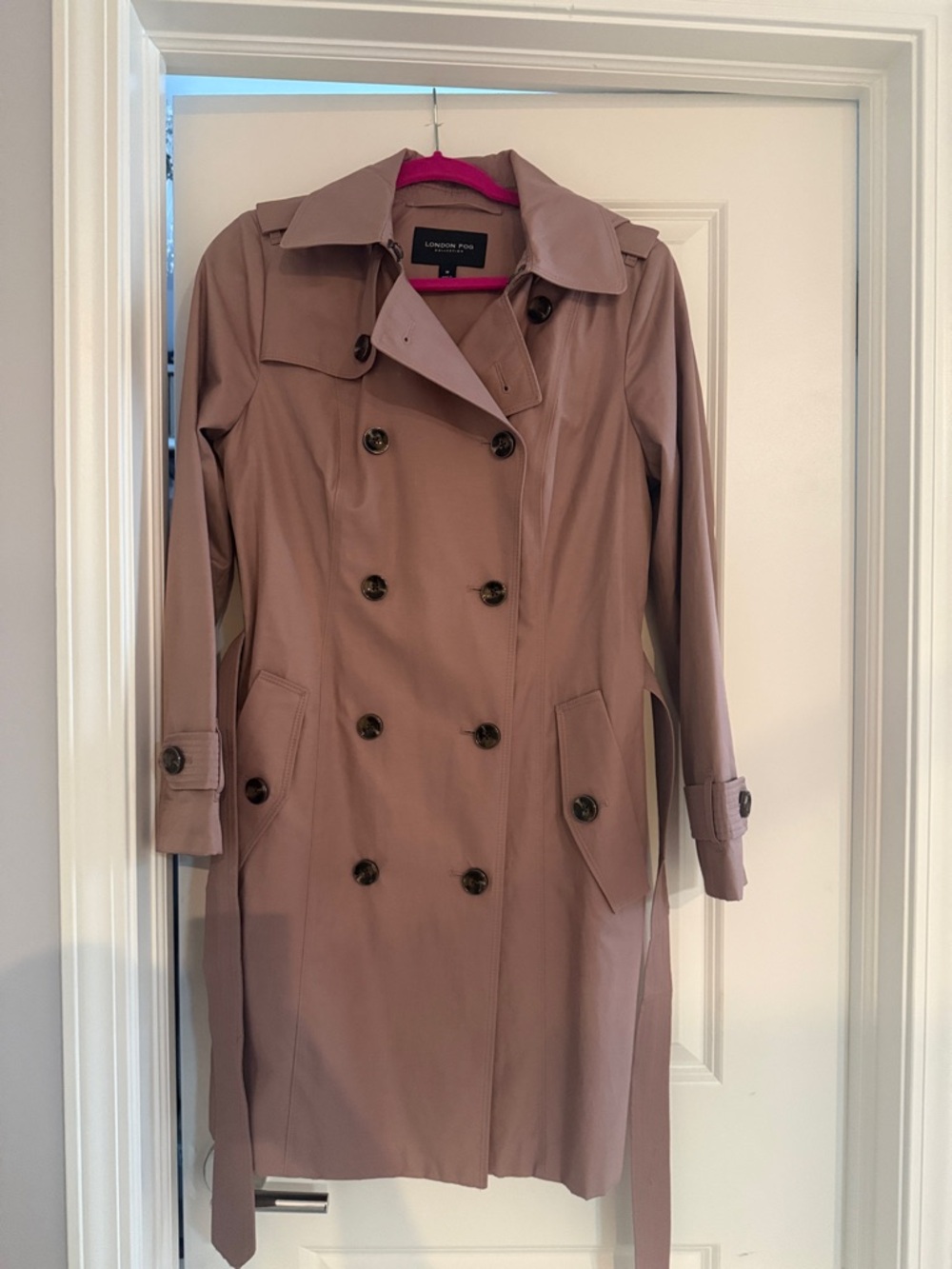 London Fog Mauve Double-Breasted Trench Coat